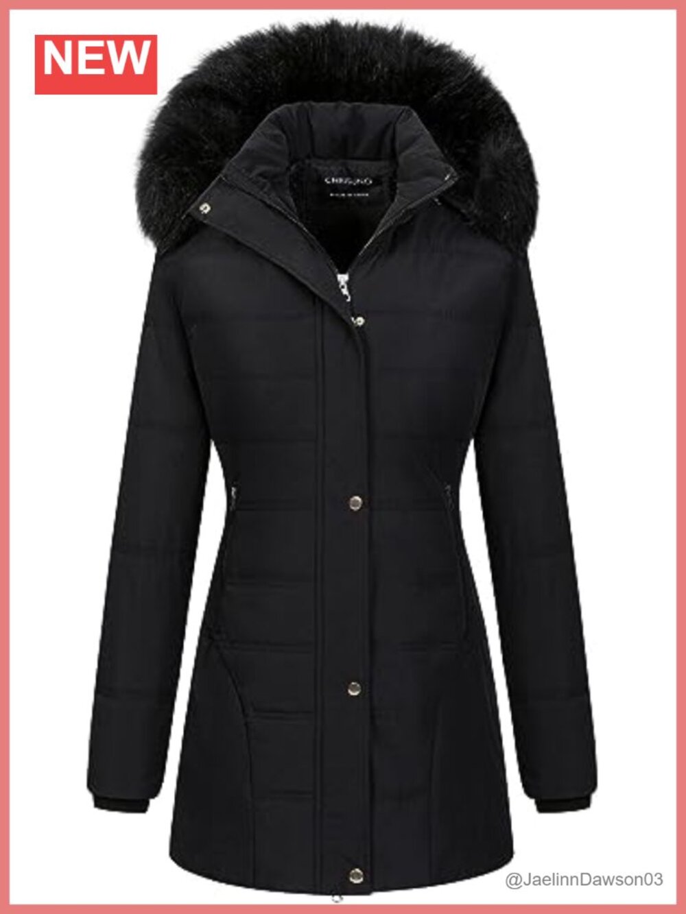 Chrisuno Women's Warm Winter Velvet Puffer Coat Faux Fur Hood Quilted